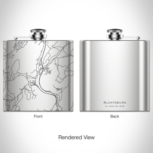 Rendered View of Sloatsburg New York Map on 6oz Stainless Steel Flask