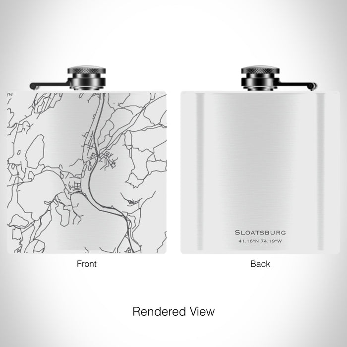 Rendered View of Sloatsburg New York Map on 6oz Stainless Steel Flask in White