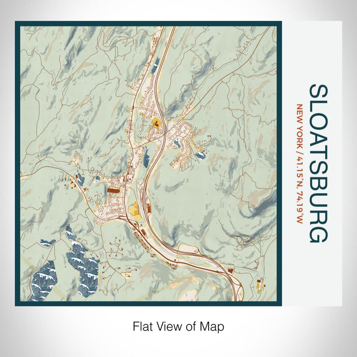 Rendered View of Sloatsburg New York Map on 17oz Stainless Steel Insulated Tumbler in Woodblock Map Style