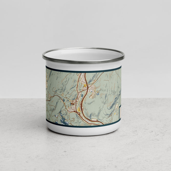 Front View Custom Sloatsburg New York Map Enamel Mug in Woodblock