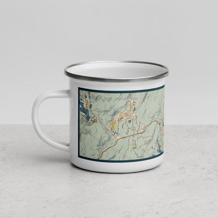 Left View Custom Sloatsburg New York Map Enamel Mug in Woodblock