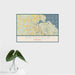 16x24 Smithfield Virginia Map Print Landscape Orientation in Woodblock Style With Tropical Plant Leaves in Water