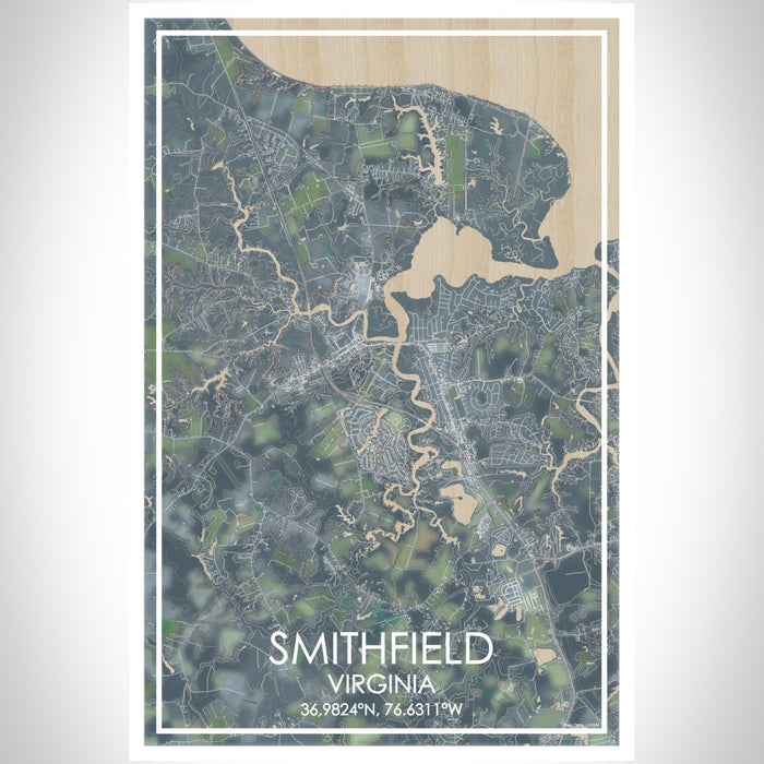 Smithfield Virginia Map Print Portrait Orientation in Afternoon Style With Shaded Background
