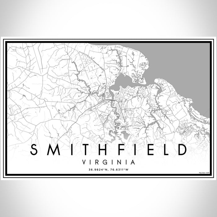Smithfield Virginia Map Print Landscape Orientation in Classic Style With Shaded Background