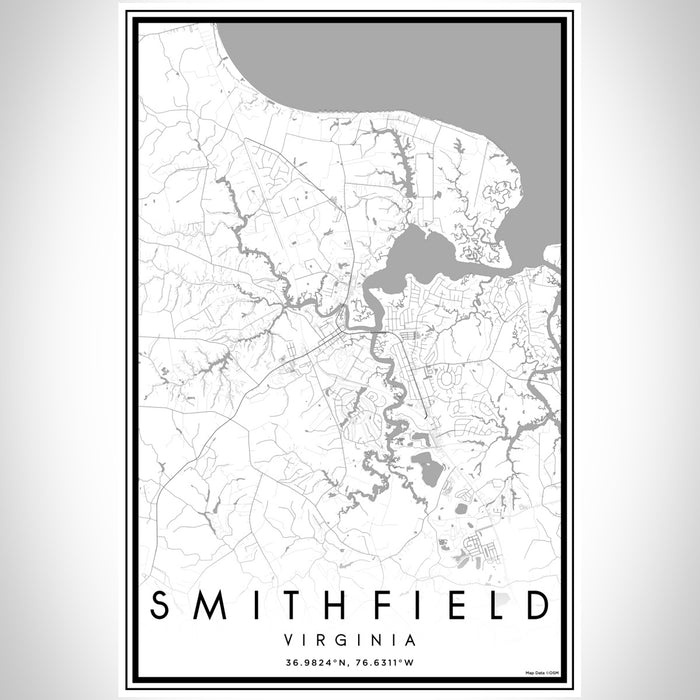 Smithfield Virginia Map Print Portrait Orientation in Classic Style With Shaded Background
