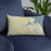 Custom Smithfield Virginia Map Throw Pillow in Woodblock on Blue Colored Chair