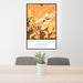 24x36 Smith Rock State Park Oregon Map Print Portrait Orientation in Ember Style Behind 2 Chairs Table and Potted Plant
