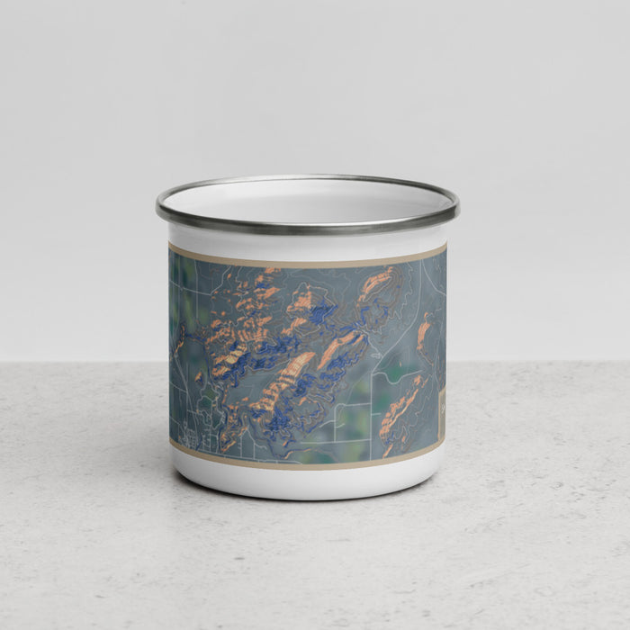 Front View Custom Smith Rock State Park Oregon Map Enamel Mug in Afternoon