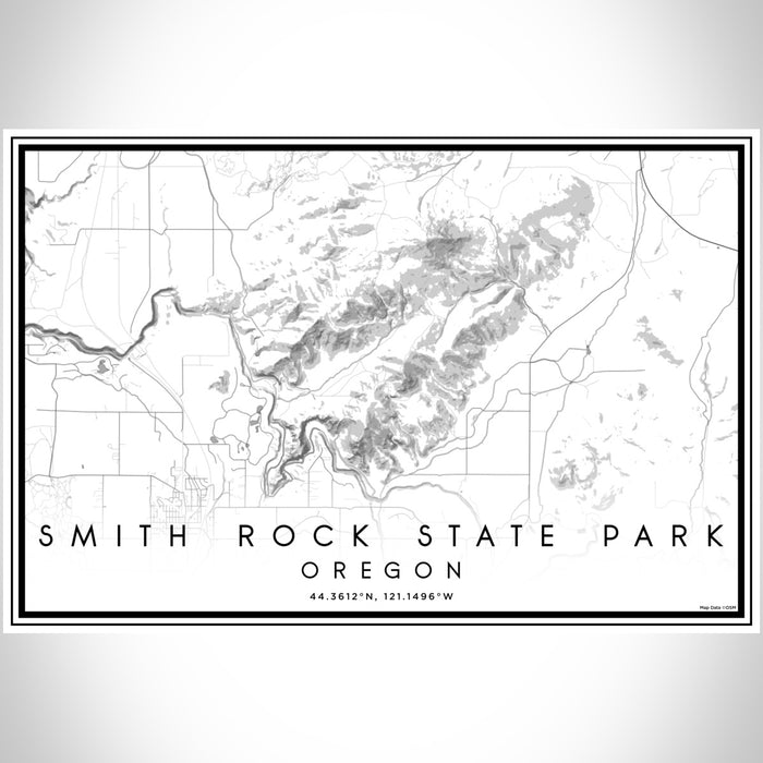 Smith Rock State Park Oregon Map Print Landscape Orientation in Classic Style With Shaded Background
