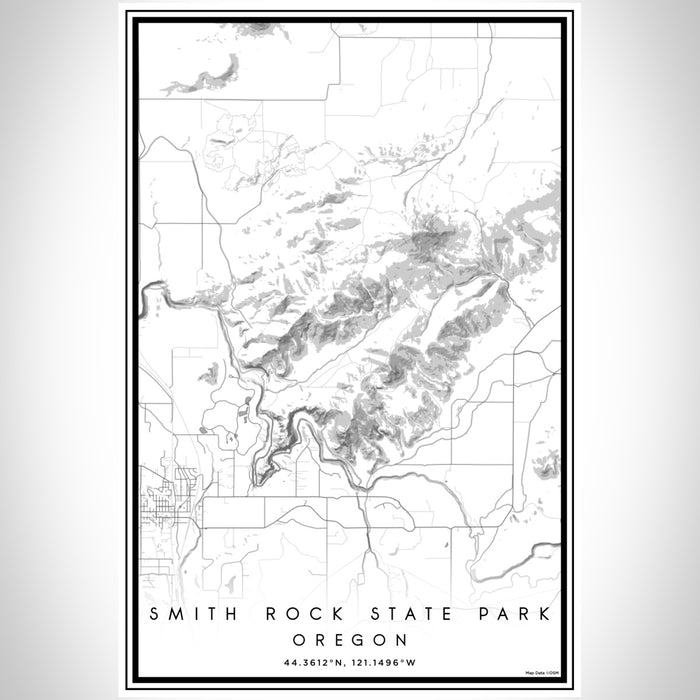 Smith Rock State Park Oregon Map Print Portrait Orientation in Classic Style With Shaded Background