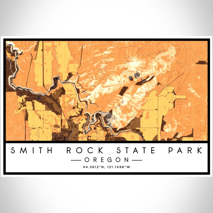 Smith Rock State Park Oregon Map Print Landscape Orientation in Ember Style With Shaded Background