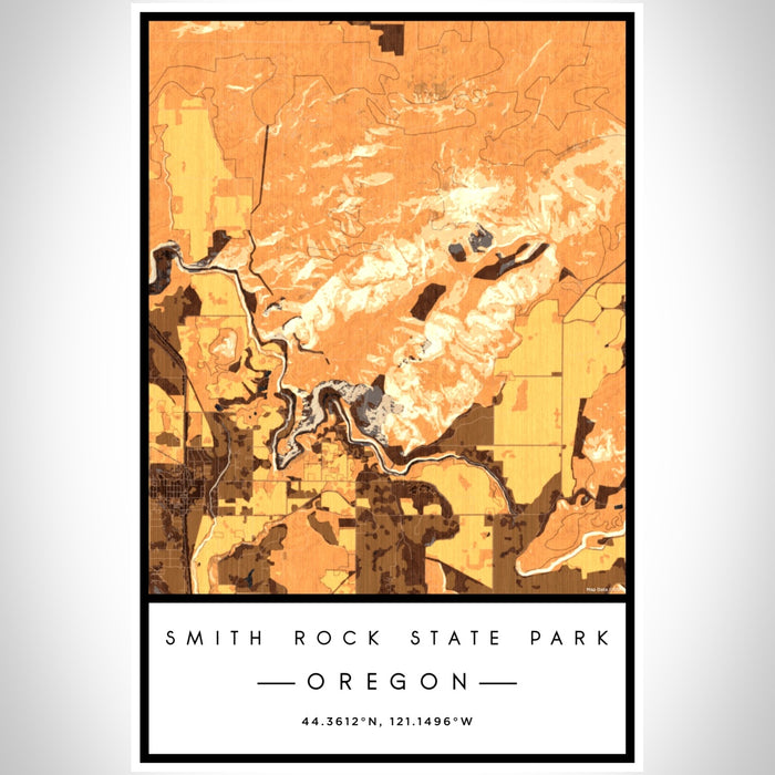 Smith Rock State Park Oregon Map Print Portrait Orientation in Ember Style With Shaded Background