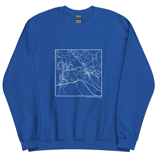 Snoqualmie Washington  Map Unisex Crewneck Sweater with City inscription in Royal Blue