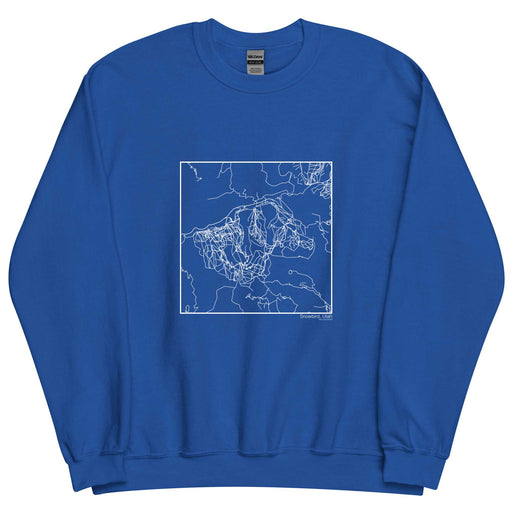 Snowbird Utah  Map Unisex Crewneck Sweater with City inscription in Royal Blue