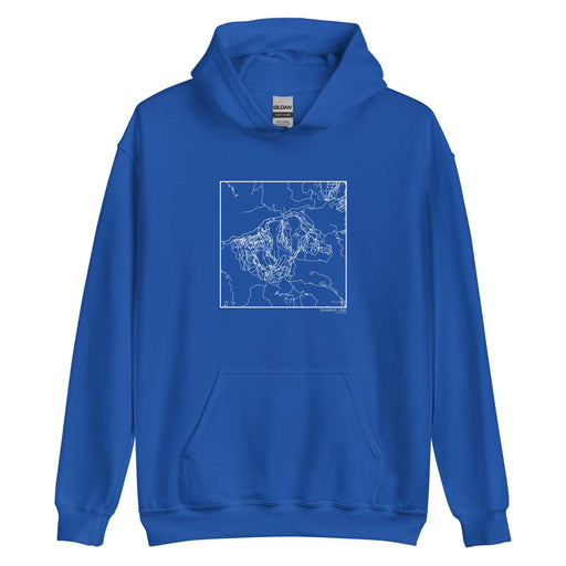 Snowbird Utah  Map Unisex Hoodie Sweater with City inscription in Royal Blue