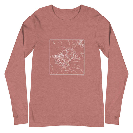 Snowbird Utah  Map Unisex Long-Sleeve T-shirt with City inscription in Heather Mauve