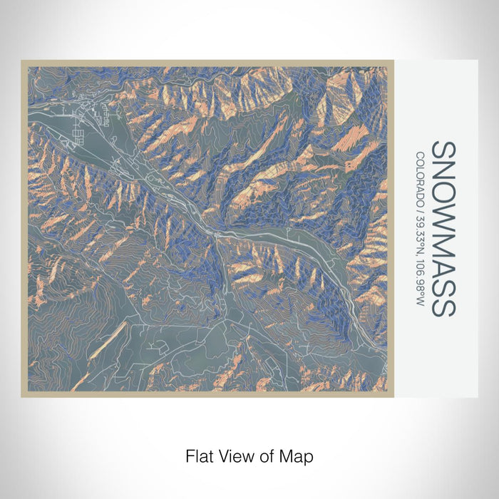 Rendered View of Snowmass Colorado Map on 20oz Stainless Steel Insulated Bottle with Bamboo Top with printed afternoon style map