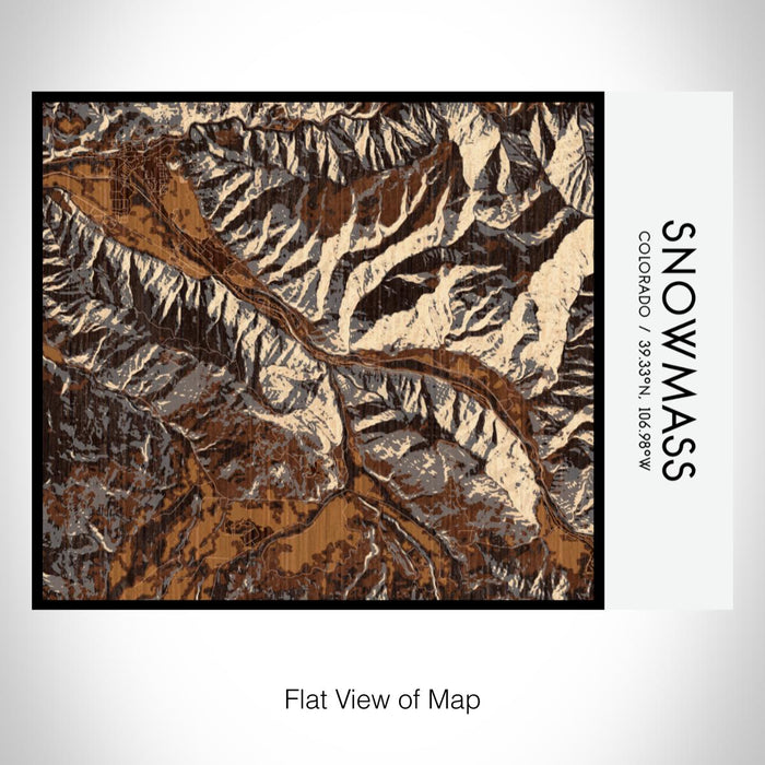 Rendered View of Snowmass Colorado Map on 20oz Stainless Steel Insulated Bottle with Bamboo Top with printed ember style map