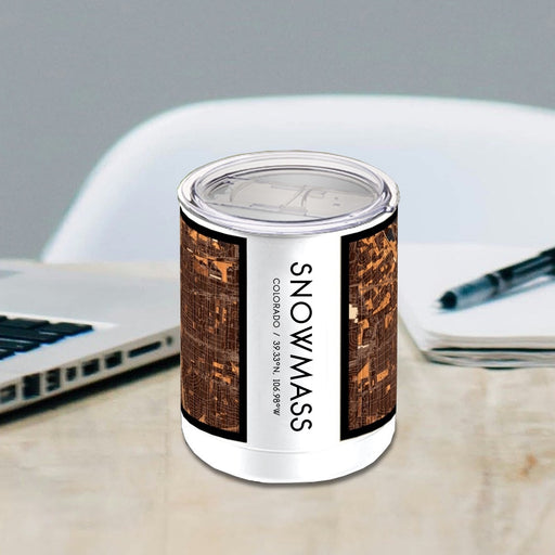 Snowmass Colorado Custom City Map Inscription Coordinates on 10oz Stainless Steel Insulated Cup in Ember with Sliding Lid