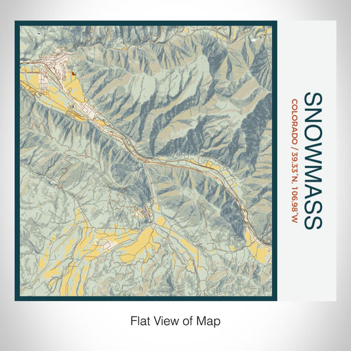 Rendered View of Snowmass Colorado Map on 17oz Stainless Steel Insulated Tumbler in Woodblock Map Style