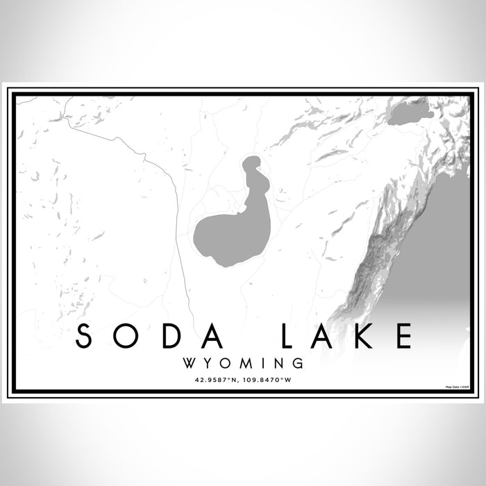 Soda Lake Wyoming Map Print Landscape Orientation in Classic Style With Shaded Background