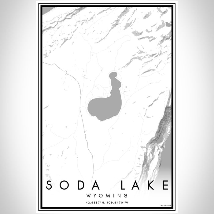 Soda Lake Wyoming Map Print Portrait Orientation in Classic Style With Shaded Background