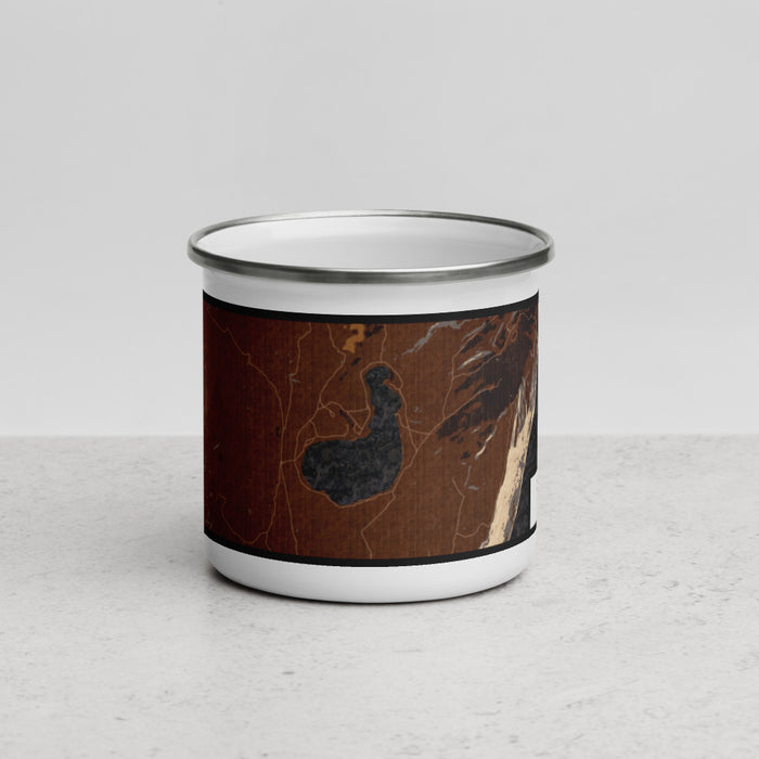 Front View Custom Soda Lake Wyoming Map Enamel Mug in Ember