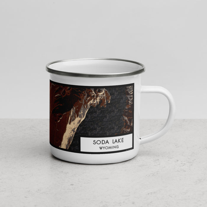 Right View Custom Soda Lake Wyoming Map Enamel Mug in Ember