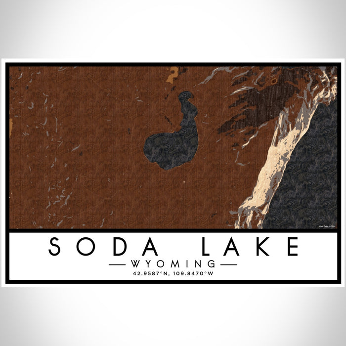 Soda Lake Wyoming Map Print Landscape Orientation in Ember Style With Shaded Background