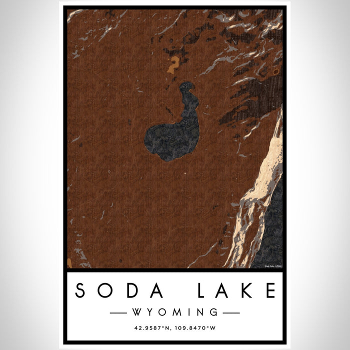 Soda Lake Wyoming Map Print Portrait Orientation in Ember Style With Shaded Background