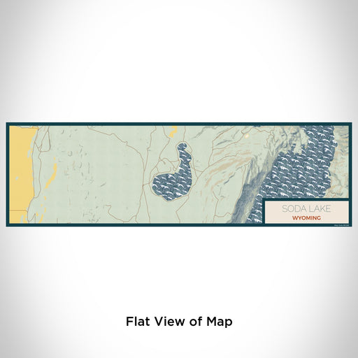 Flat View of Map Custom Soda Lake Wyoming Map Enamel Mug in Woodblock