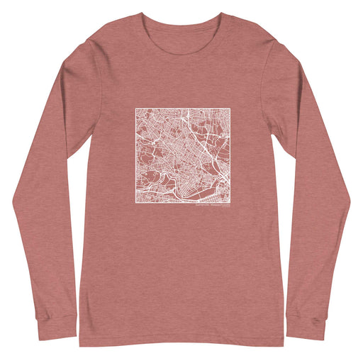 Somerville Massachusetts  Map Unisex Long-Sleeve T-shirt with City inscription in Heather Mauve