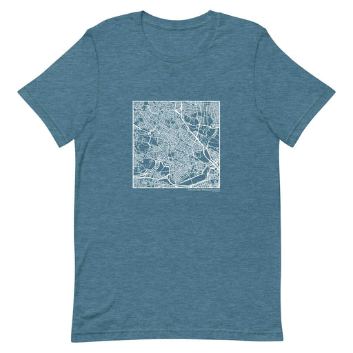 Somerville Massachusetts  Map Unisex T-Shirt with City inscription in Heather Teal