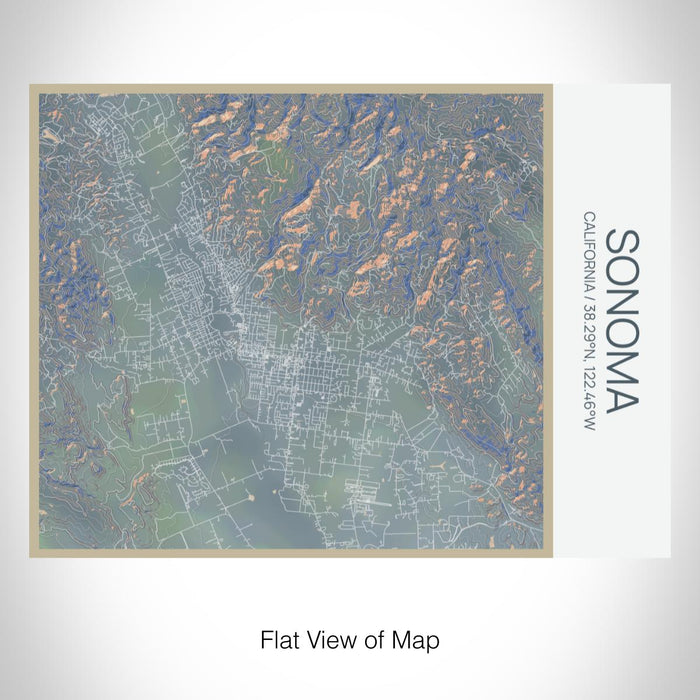 Rendered View of Sonoma California Map on 20oz Stainless Steel Insulated Bottle with Bamboo Top with printed afternoon style map