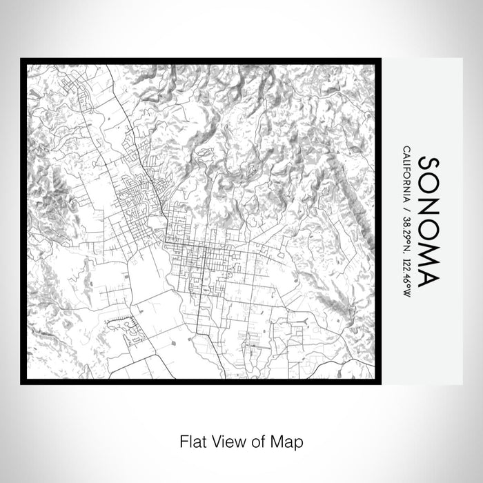 Rendered View of Sonoma California Map on 20oz Stainless Steel Insulated Bottle with Bamboo Top with printed classic style map
