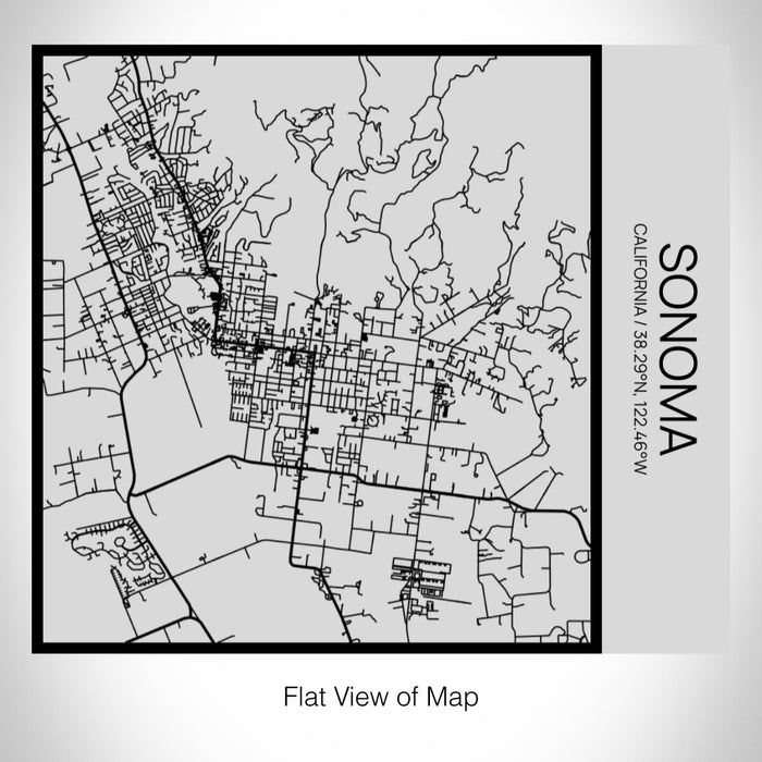 Rendered View of Sonoma California Map on 17oz Stainless Steel Insulated Tumbler in Tactile Lines with Succulent in Background