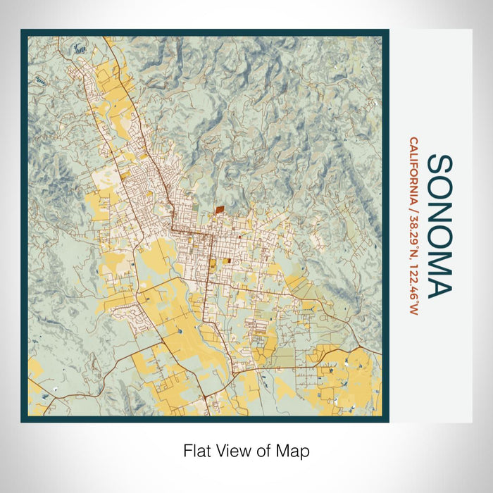 Rendered View of Sonoma California Map on 17oz Stainless Steel Insulated Tumbler in Woodblock Map Style