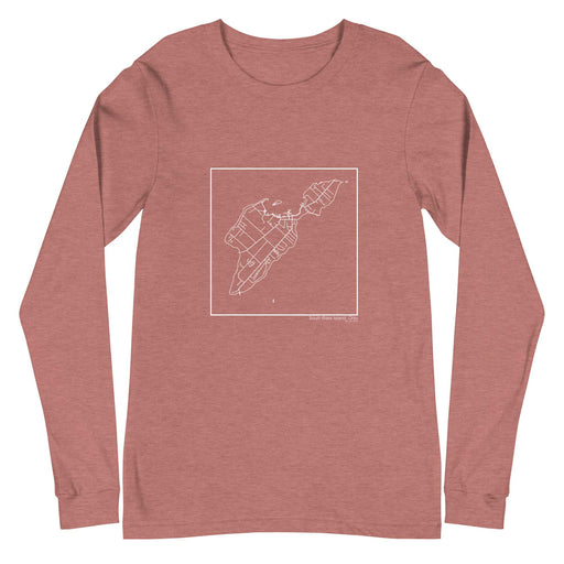 South Bass Island Ohio Map Unisex Long-Sleeve T-shirt with City inscription in Heather Mauve