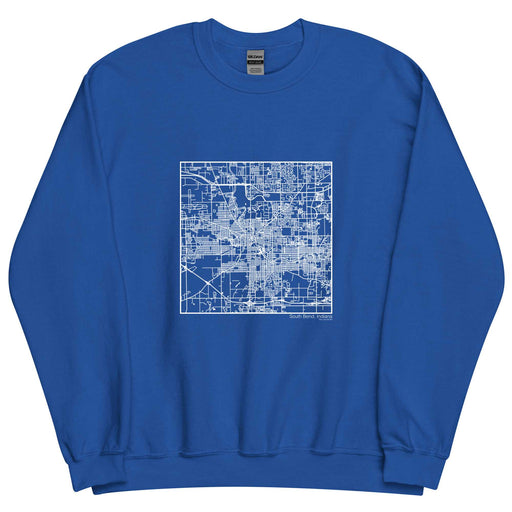South Bend Indiana  Map Unisex Crewneck Sweater with City inscription in Royal Blue