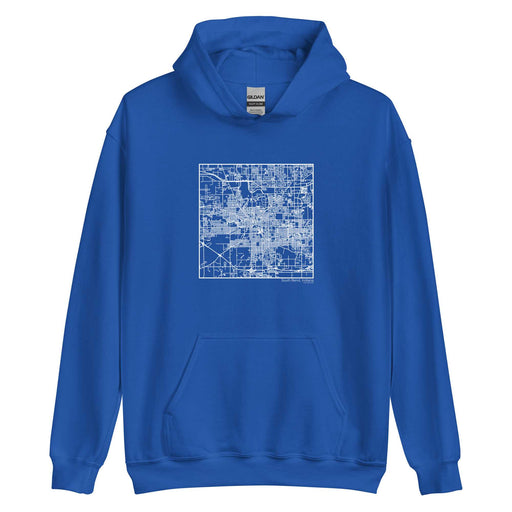 South Bend Indiana  Map Unisex Hoodie Sweater with City inscription in Royal Blue