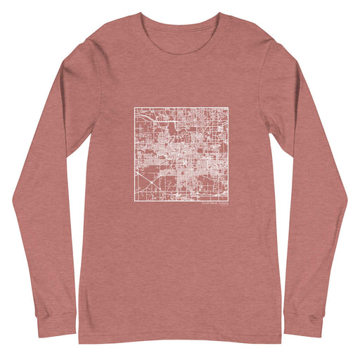 South Bend Indiana  Map Unisex Long-Sleeve T-shirt with City inscription in Heather Mauve
