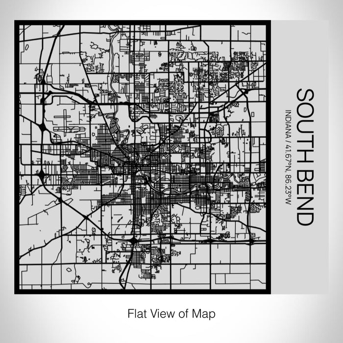 Rendered View of South Bend Indiana Map on 17oz Stainless Steel Insulated Tumbler in Tactile Lines with Succulent in Background