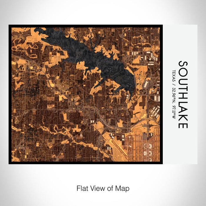 Rendered View of Southlake Texas Map on 20oz Stainless Steel Insulated Bottle with Bamboo Top with printed ember style map