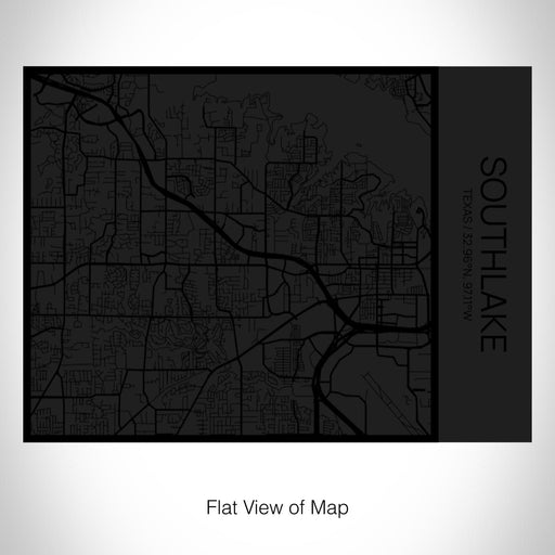 Rendered View of Southlake Texas Map on 20oz Stainless Steel Insulated Bottle with Bamboo Top in Matte Black with printed Tactile Lines Map in Black