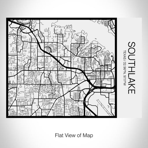 Rendered View of Southlake Texas Map on 20oz Stainless Steel Insulated Bottle with Bamboo Top in Matte White with printed Tactile Lines Map in Black