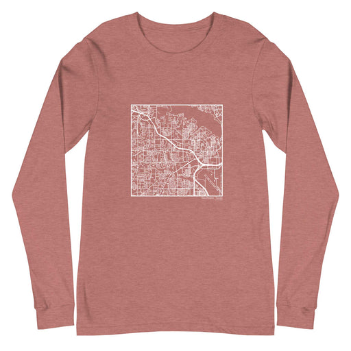 Southlake Texas  Map Unisex Long-Sleeve T-shirt with City inscription in Heather Mauve