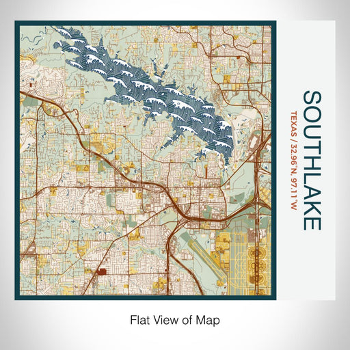 Rendered View of Southlake Texas Map on 17oz Stainless Steel Insulated Tumbler in Woodblock Map Style