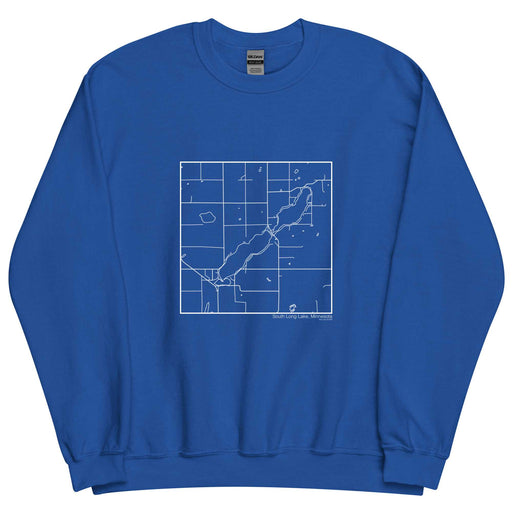 South Long Lake Minnesota  Map Unisex Crewneck Sweater with City inscription in Royal Blue
