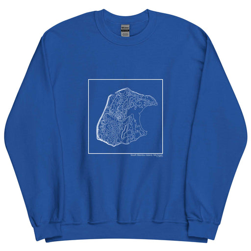 South Manitou Island Michigan Topographic  Map Unisex Crewneck Sweater with City inscription in Royal Blue