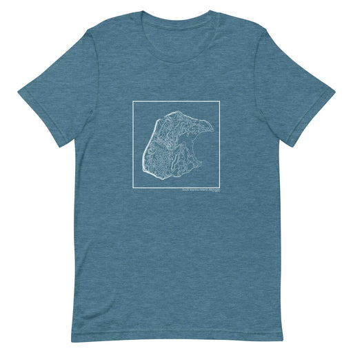 South Manitou Island Michigan Topographic  Map Unisex T-Shirt with City inscription in Heather Teal